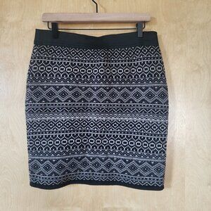 Joe Fresh Knit Pencil Mini Skirt Taupe & Black Size M